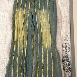 Green and Yellow Striped Pants